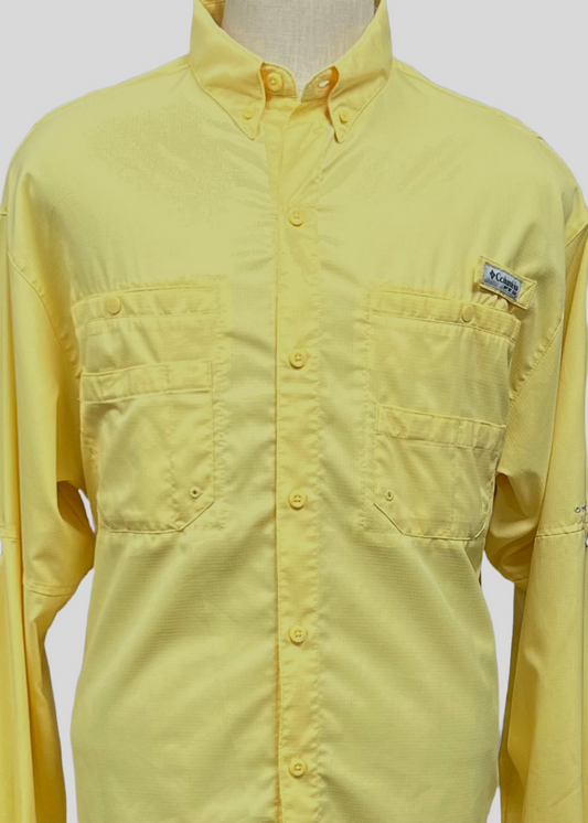 Camisa Columbia 🔹color amarillo con Omni Shade Manga larga Talla M