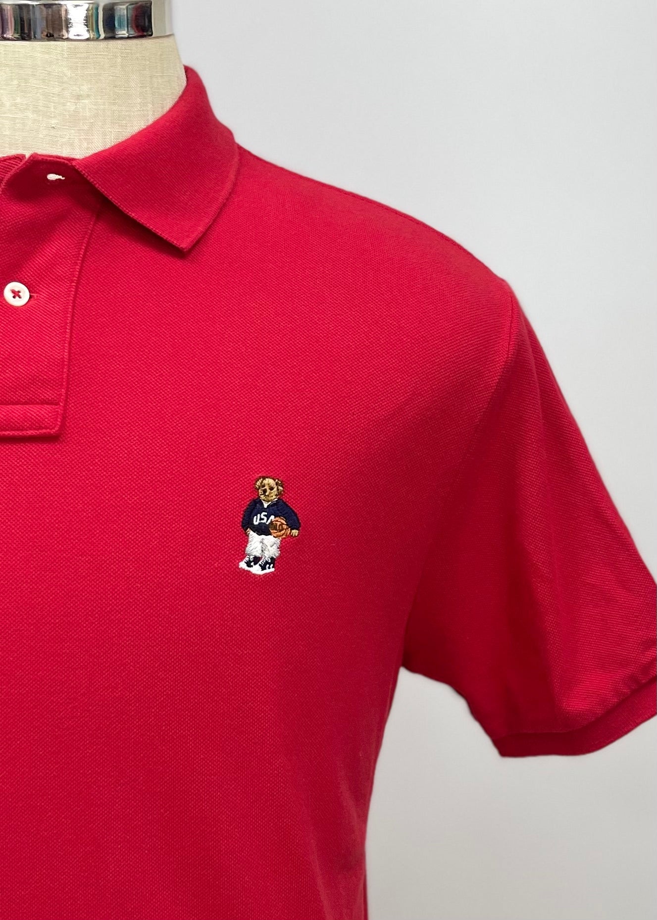 Camiseta Polo Ralph Lauren 🏇🏼 color rojo con logo de Polo Bear Talla XL Entalle Custom Fit