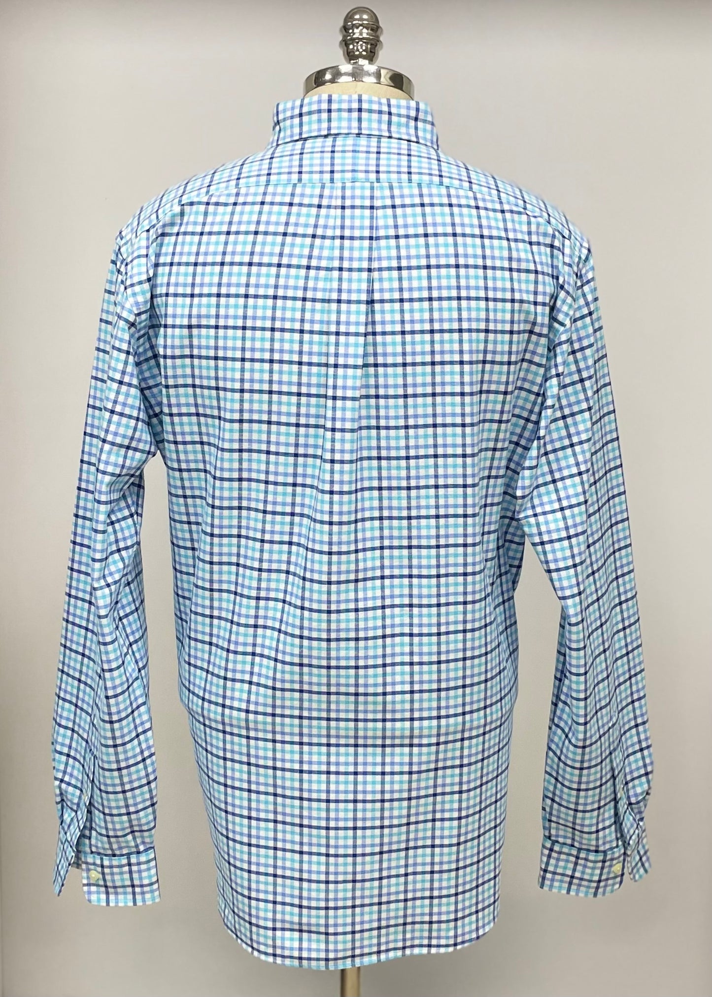 Camisa Polo Ralph Lauren 🏇🏼 con patron de cuadros gingham turquesa, azul y blanco Talla XL Entalle Clásico