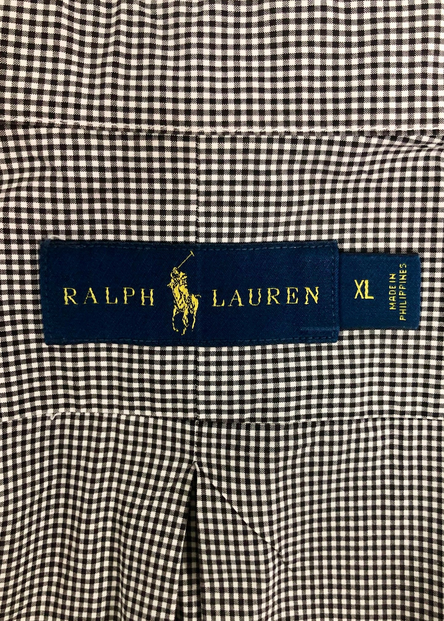 Camisa de botones Polo Ralph Lauren 🏇🏼 con patron de cuadros finos negro y blanco Talla XL Entalle Regular