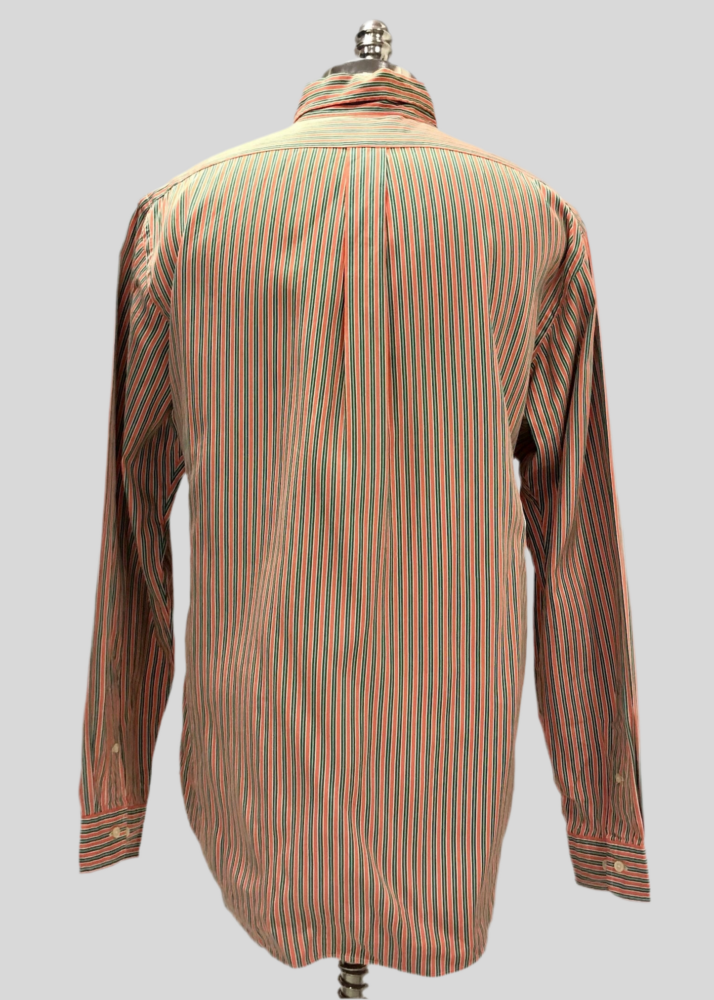 Camisa de botones Polo Ralph Lauren 🏇🏼 con patron de rayas en color naranja, verde y blanco Talla XL Entalle Custom Fit