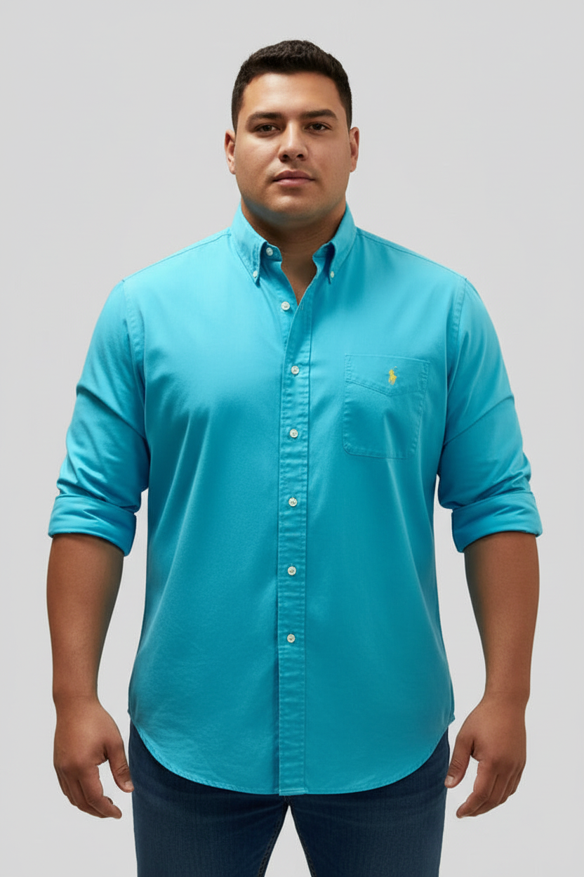 Camisa de botones Polo Ralph Lauren 🏇🏼 Oxford en color turquesa intenso Talla XL Entalle Regular