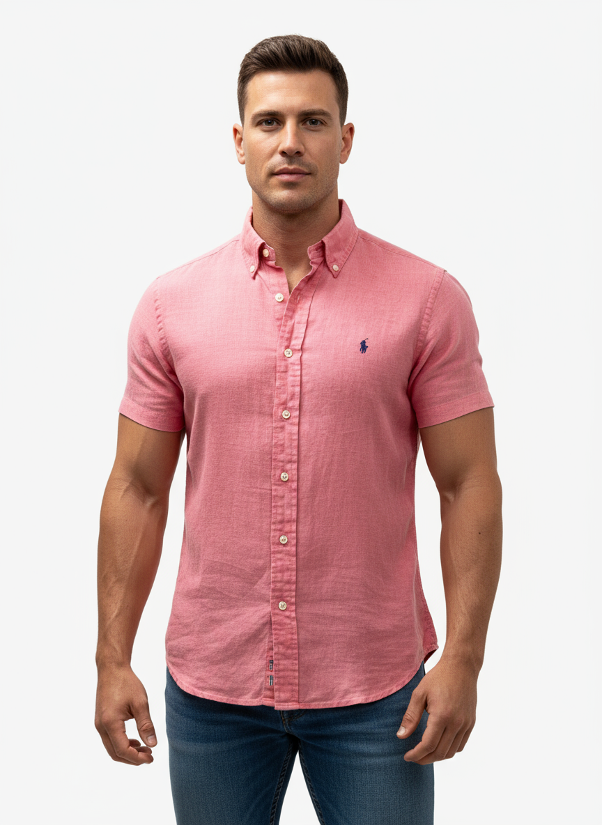 Camisa de botones Polo Ralph Lauren 🏇🏼 de Lino en color rosado Talla M Entalle Regular