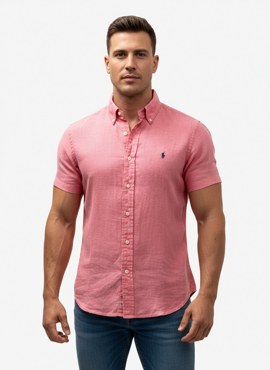 Camisa de botones Polo Ralph Lauren 🏇🏼 de Lino en color rosado Talla M Entalle Regular