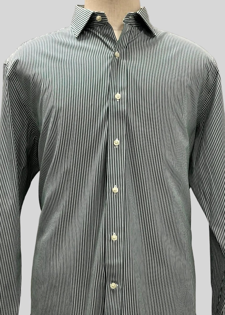 Camisa Polo Ralph Lauren 🏇🏼 con patron de rayas en color verde oscuro y blanco Talla XL Entalle Regular