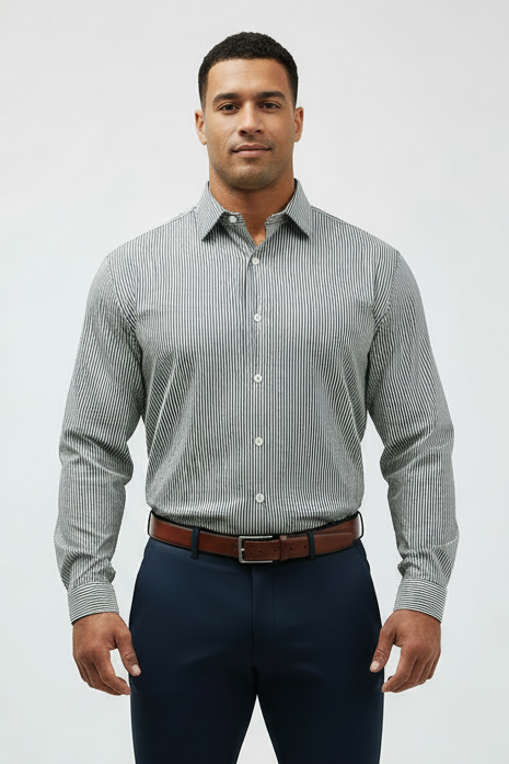 Camisa Polo Ralph Lauren 🏇🏼 con patron de rayas en color verde oscuro y blanco Talla XL Entalle Regular