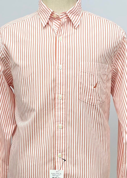 Camisa Nautica ⚓️ con patron de rayas en color naranja y blanco Talla M Entalle Clásico