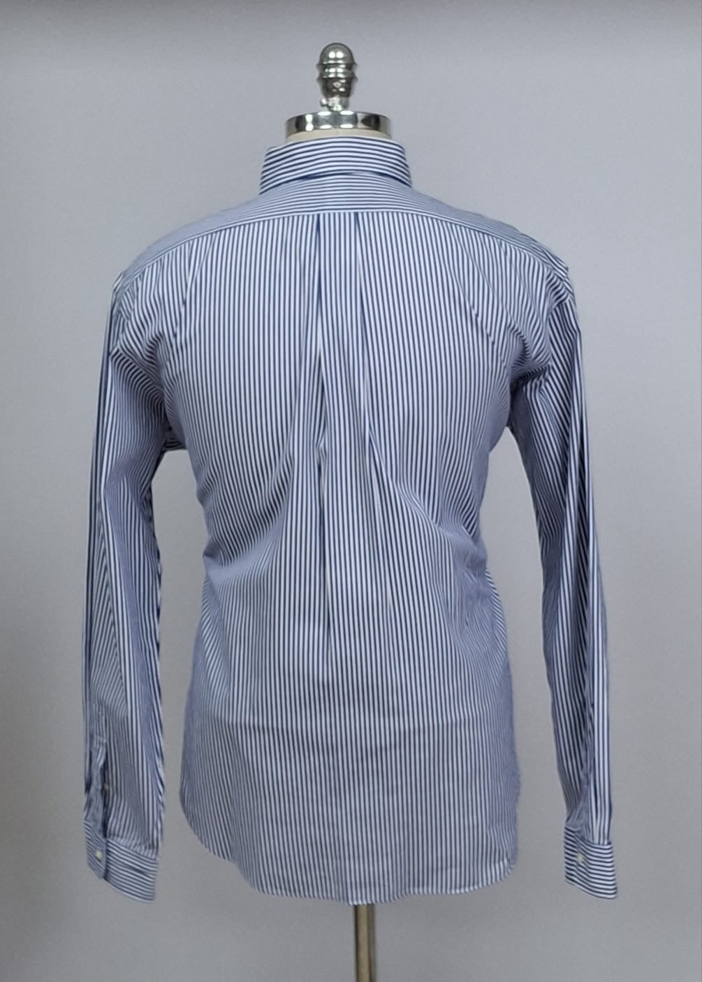 Camisa Polo Ralph Lauren 🏇🏼 color blanco con patrón de rayas en azul Talla XL Entalle Clásico