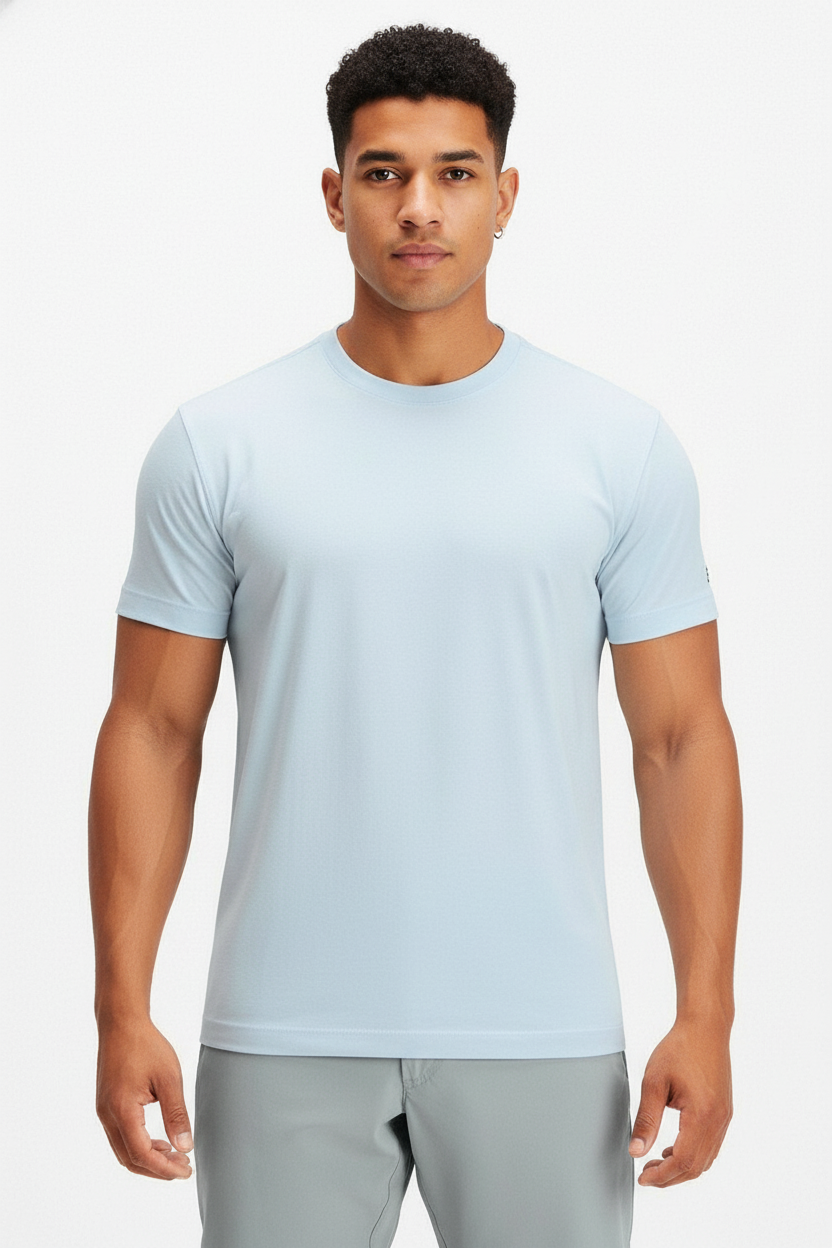 Camiseta de entrenamiento cuello redondo Fabletics 🏋🏽 color celeste claro Talla L