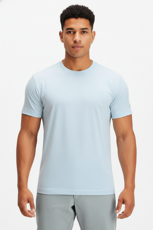 Camiseta de entrenamiento cuello redondo Fabletics 🏋🏽 color celeste claro Talla L