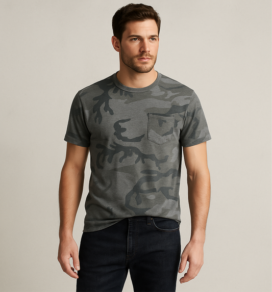 Camiseta cuello redondo Polo Ralph Lauren 🏇🏼 diseño camuflaje en color gris manga corta Talla S
