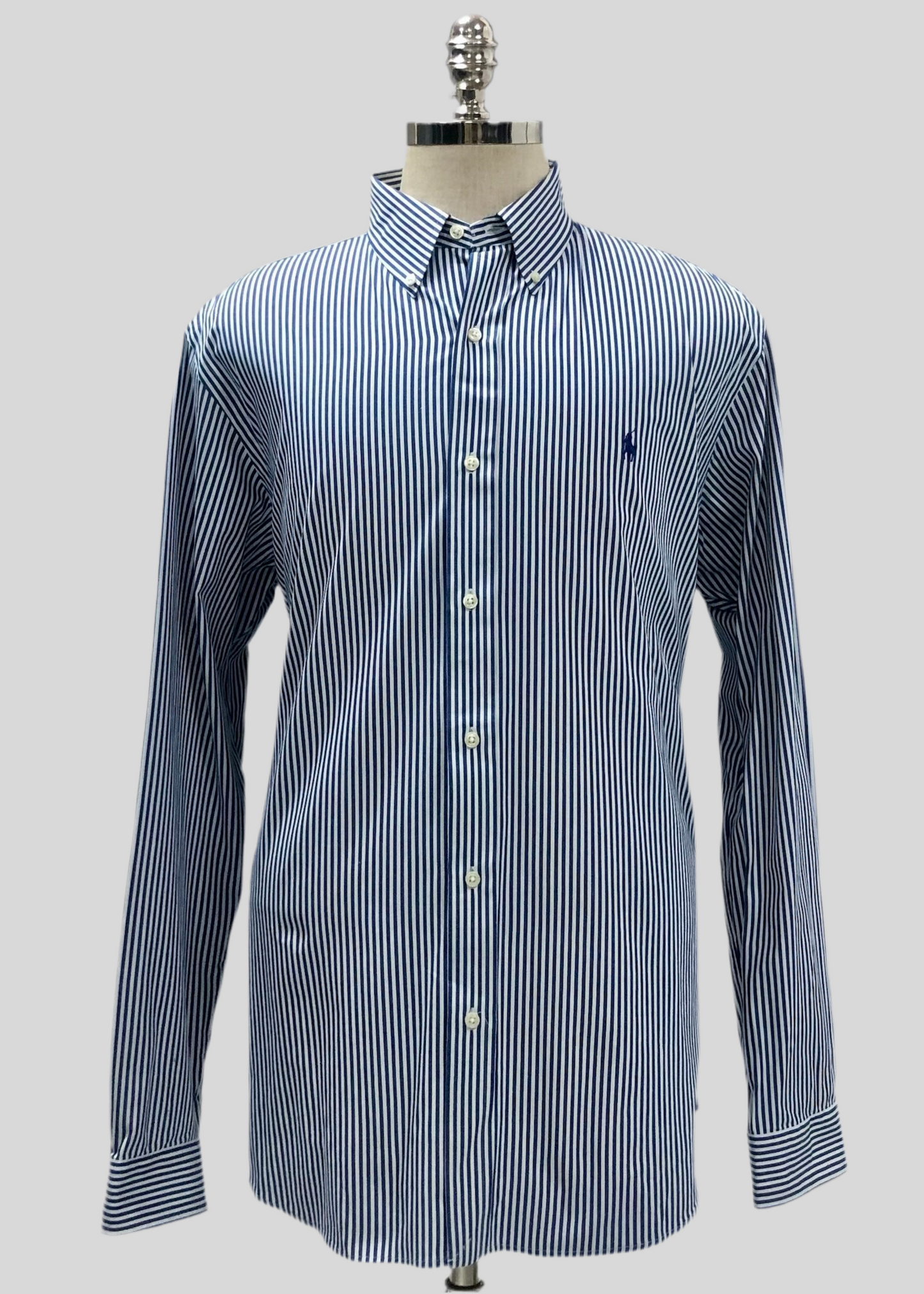 Camisa de botones Polo Ralph Lauren 🏇🏼 con patron de rayas en color azul navy y blanco Talla XL Entalle Clásico