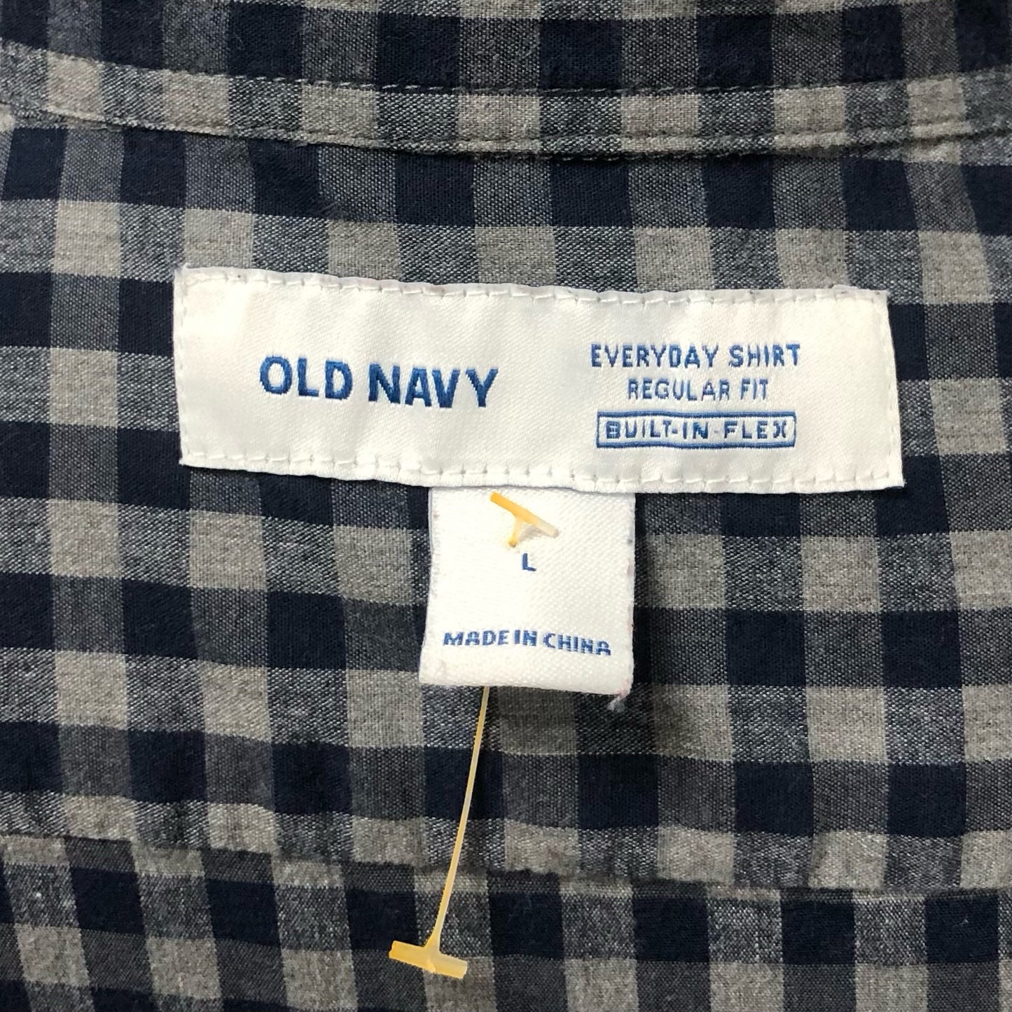 Camisa de botones Old Navy de cuadros color gris y azul navy Talla L Entalle Regular