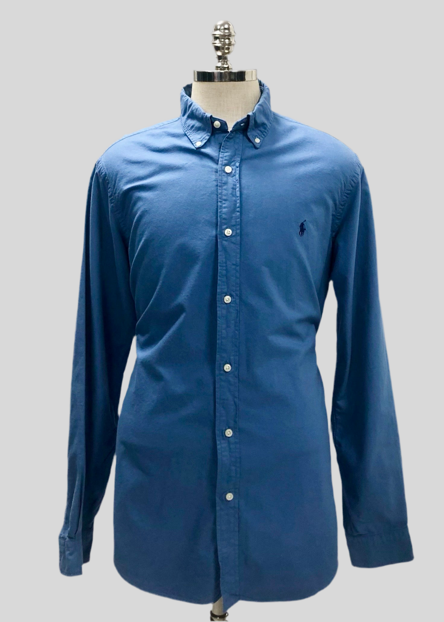 Camisa de botones Polo Ralph Lauren 🏇🏼 Oxford en color azul grisáceo Talla XL Entalle Clásico