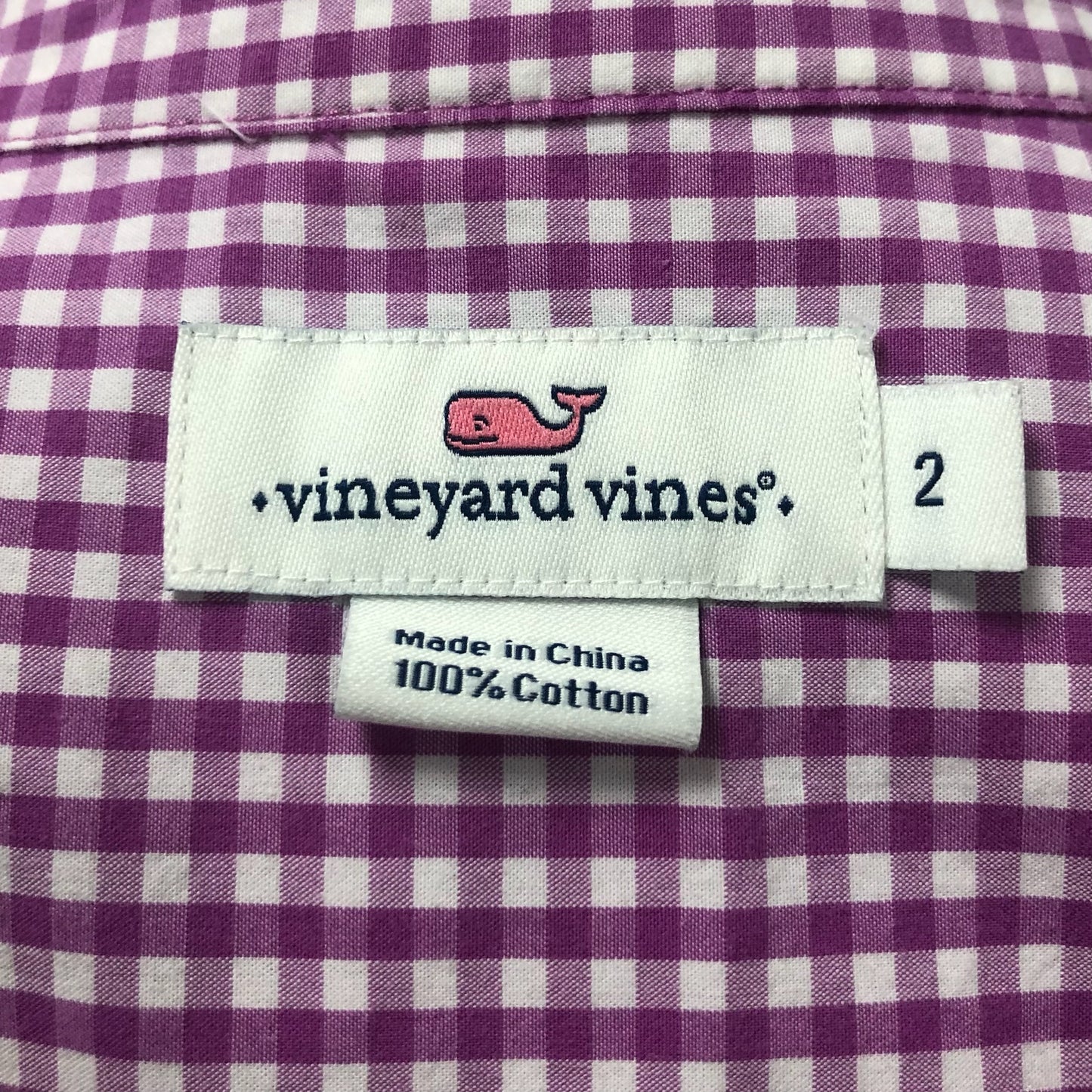 Camisa de mujer Vineyard Vines 🐳 con patrón de cuadros en violeta y blanco Talla XS (2) Entalle Regular