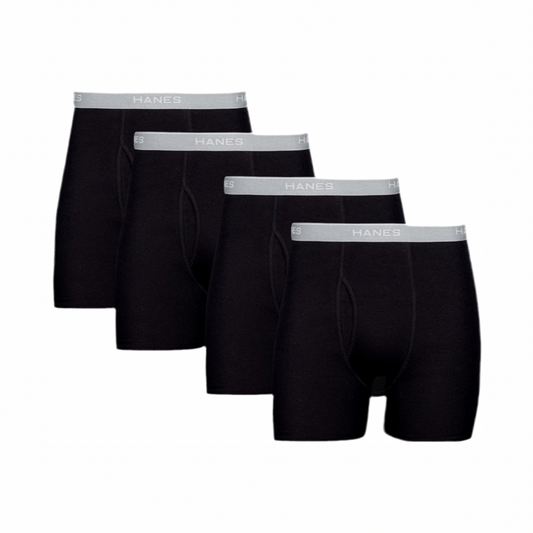 Paquete de 4 Calzoncillos tipo Boxer Hanes Comfortsoft en color negro - Tela ligera en Talla M