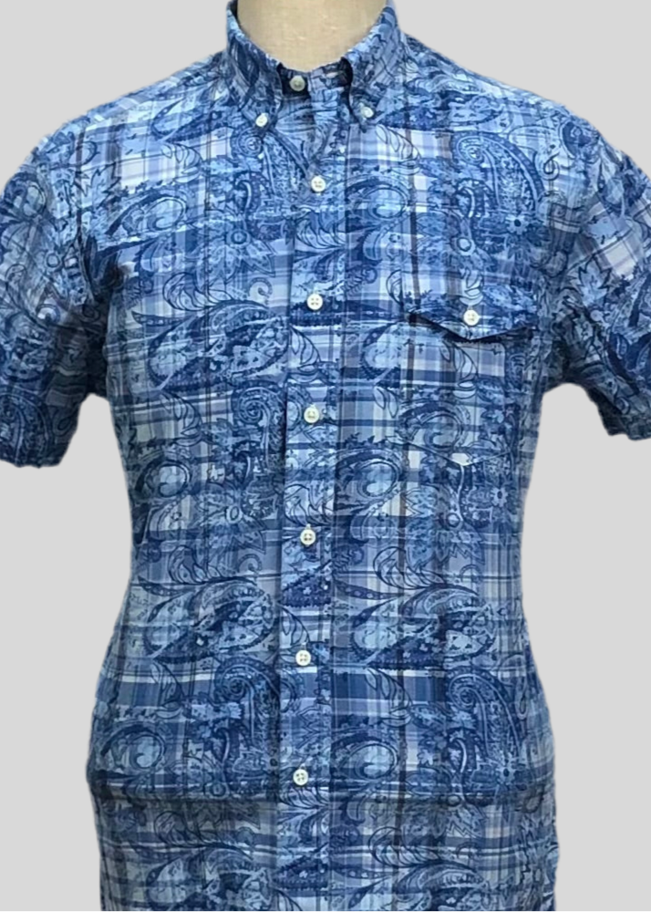 Camisa de botones Polo Ralph Lauren 🏇🏼 color azul indigo y blanco con diseño floral Talla M Entalle Regular