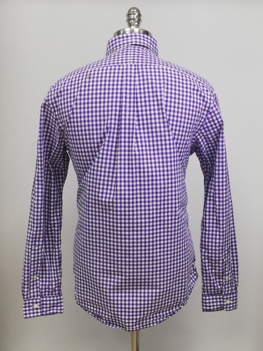 Camisa Polo Ralph Lauren 🏇🏼 con patron de cuadros gingham morado y blanco Talla L Entalle Regular (ver descripción)