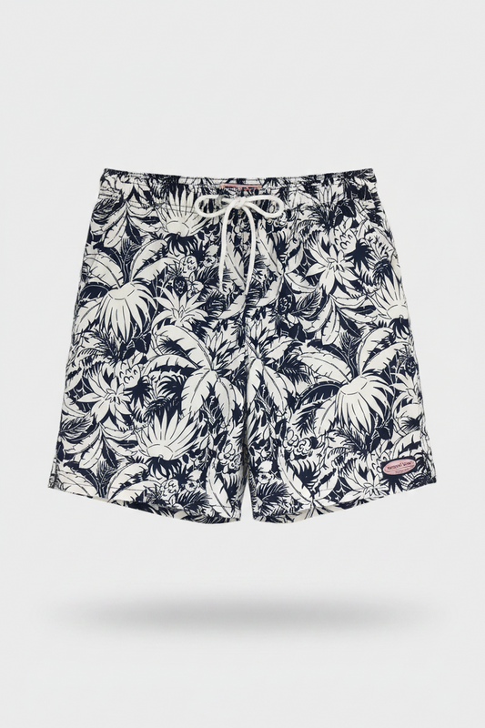 Short de baño Vineyard Vines 🐳 con diseño de palmeras en color azul Navy y blanco talla M (ver descripción)