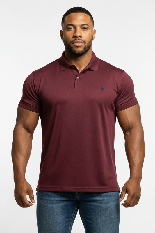 Camiseta Polo Ralph Lauren 🏇🏼 Tela performance color rojo oscuro Talla XXL Entalle Regular