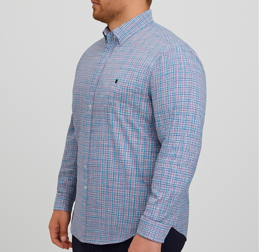 Camisa Polo Ralph Lauren 🏇🏼 color blanco con patron de cuadros rosado, verde y celeste Talla XXL Entalle Regular