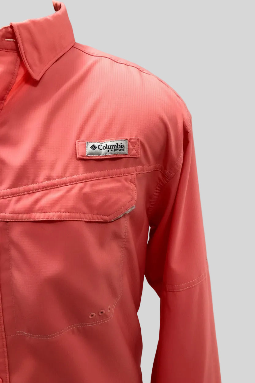 Camisa Columbia PFG 🔹 color coral Omni-Shade Manga larga Talla L