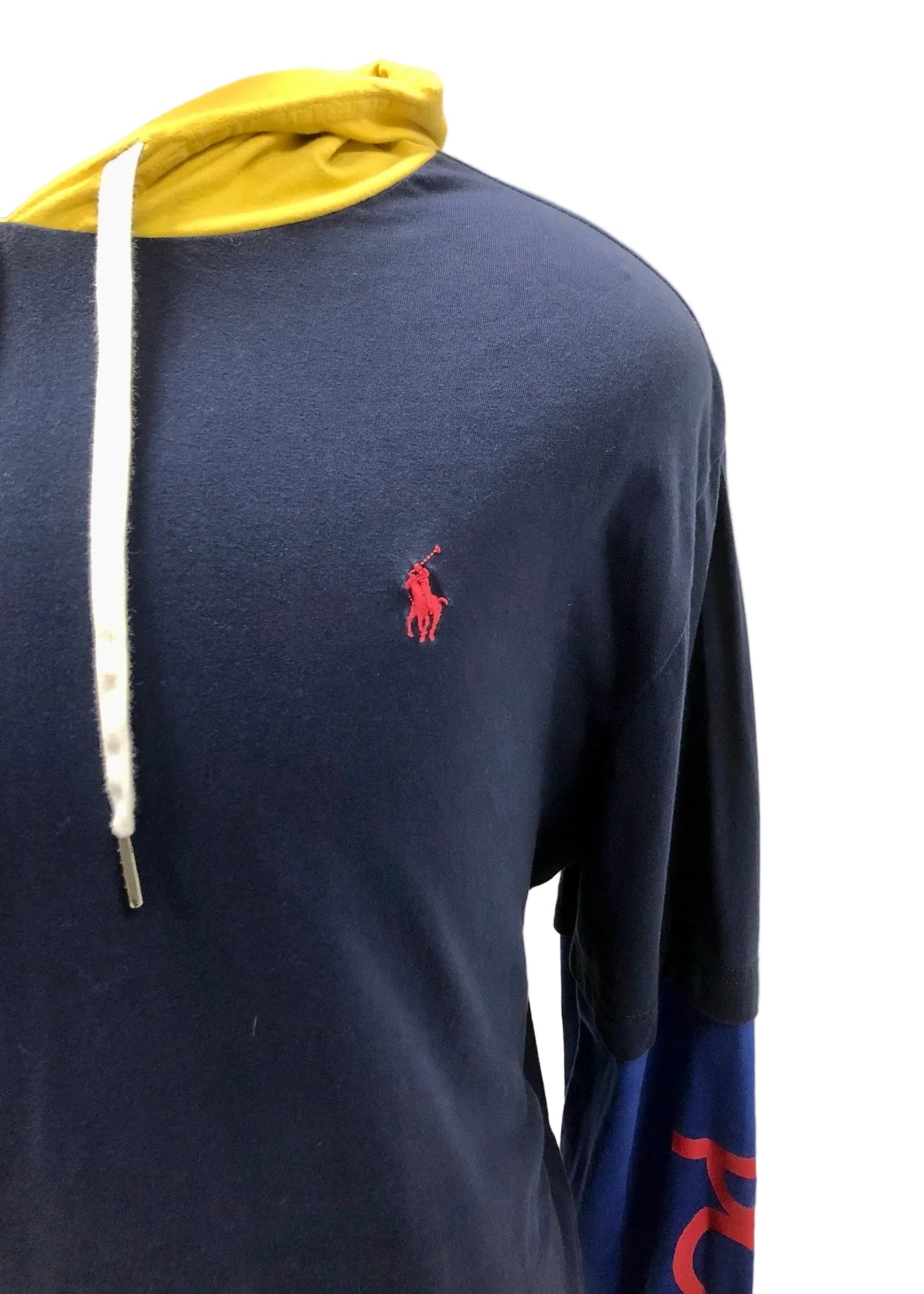 Sueter Jersey con capucha Polo Ralph Lauren 🏇🏼 color azul navy y amarillo Talla L