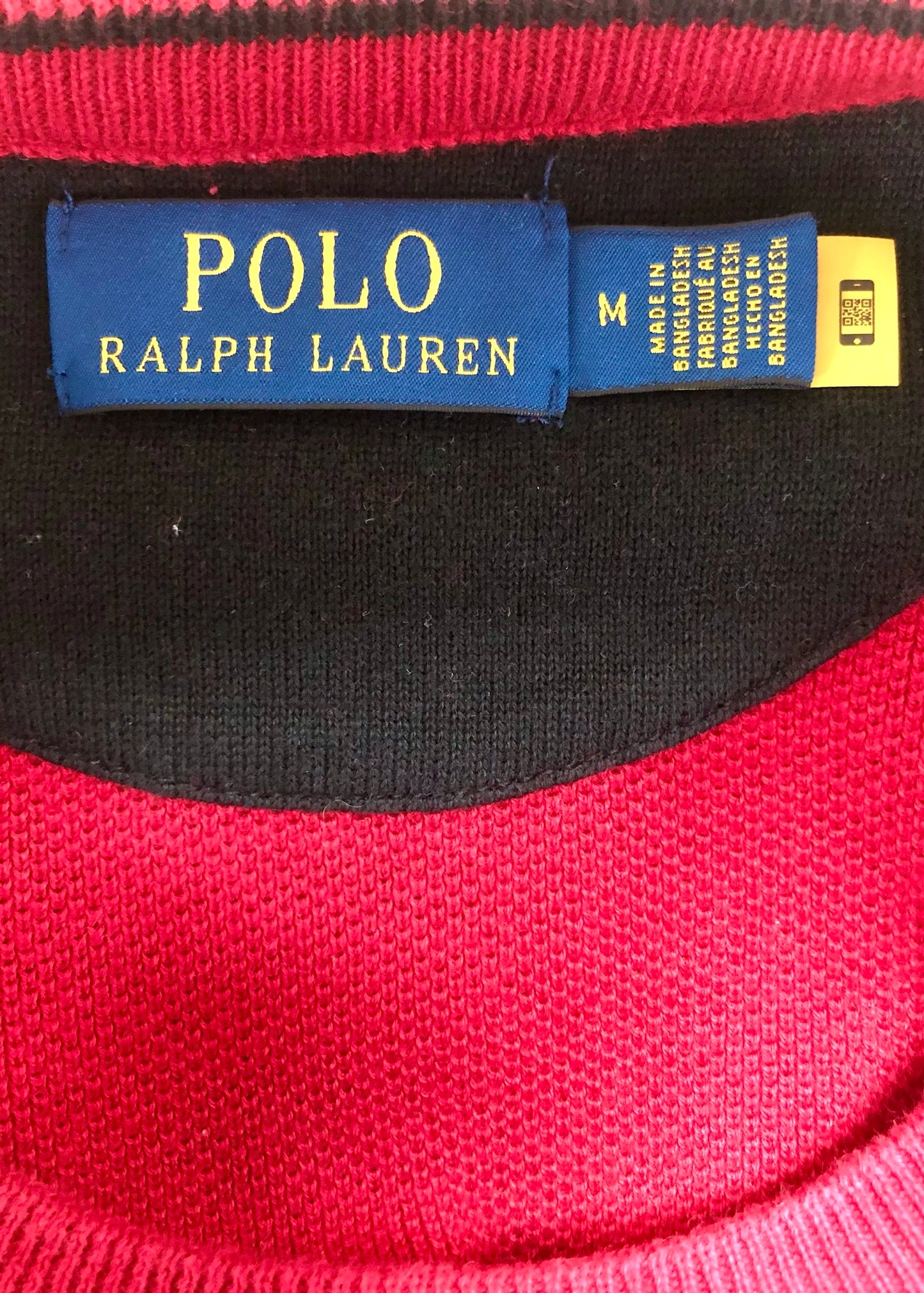 Sueter Jersey Polo Ralph Lauren 🏇🏼 cuello redondo color rojo con logo negro Talla M