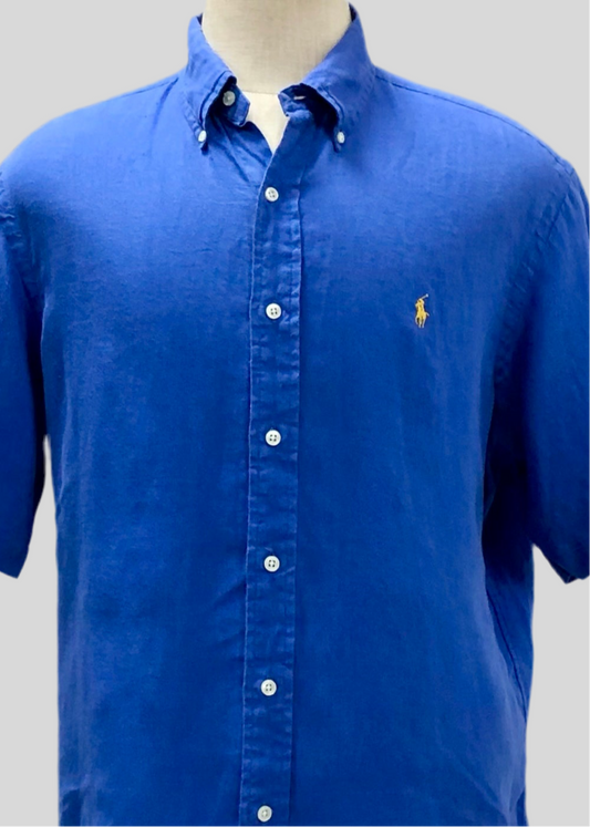 Camisa de botones Polo Ralph Lauren 🏇🏼 de Lino en color azul Talla L Entalle Clásico