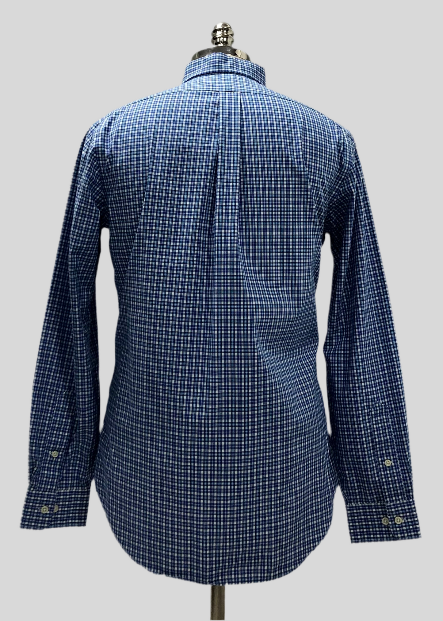 Camisa Polo Ralph Lauren 🏇🏼 color blanco con patron de cuadros azul Talla M Entalle Regular
