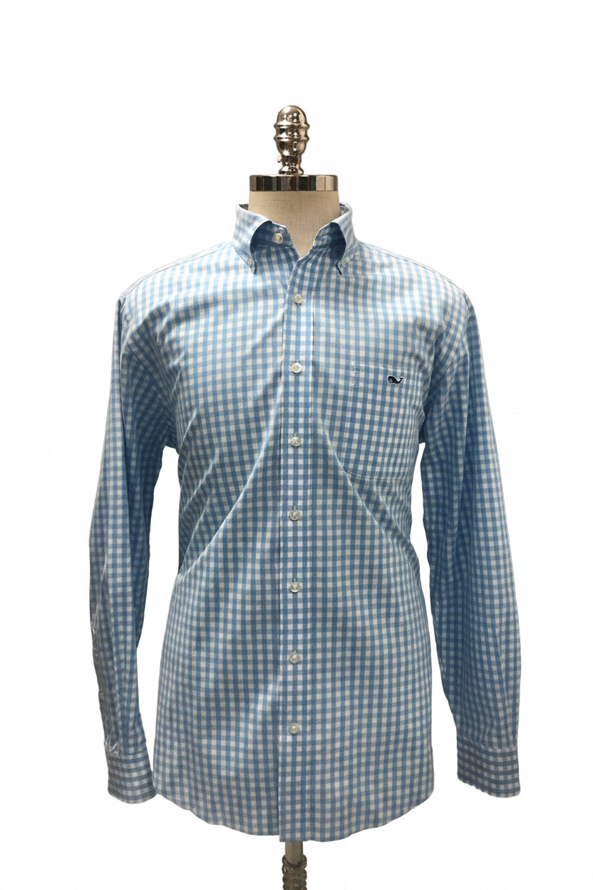 Camisa Vineyard Vines 🐳 Color blanco de cuadros en color blanco y azul Slim Fit Talla L