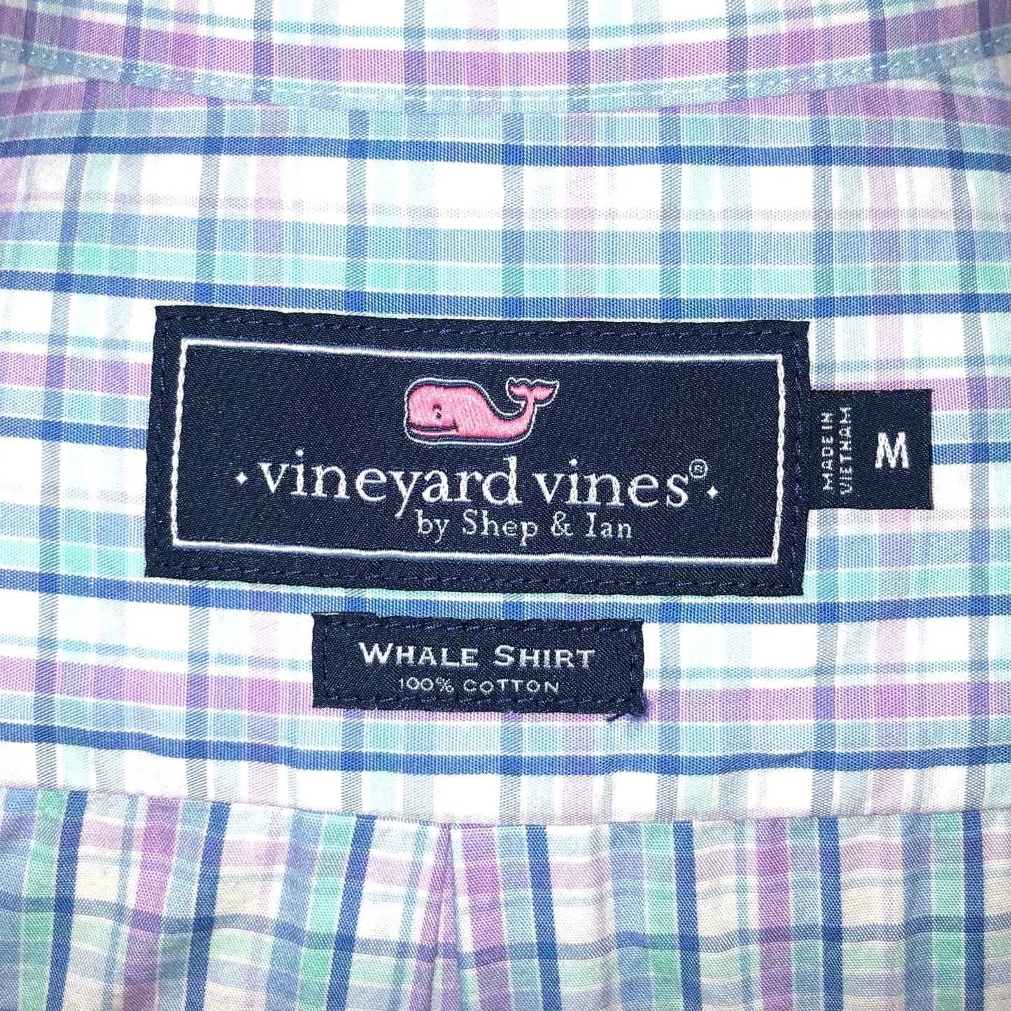 Camisa de botones Vineyard Vines 🐳 color blanco de cuadros en color turquesa, azul y lila Talla M Entalle Regular