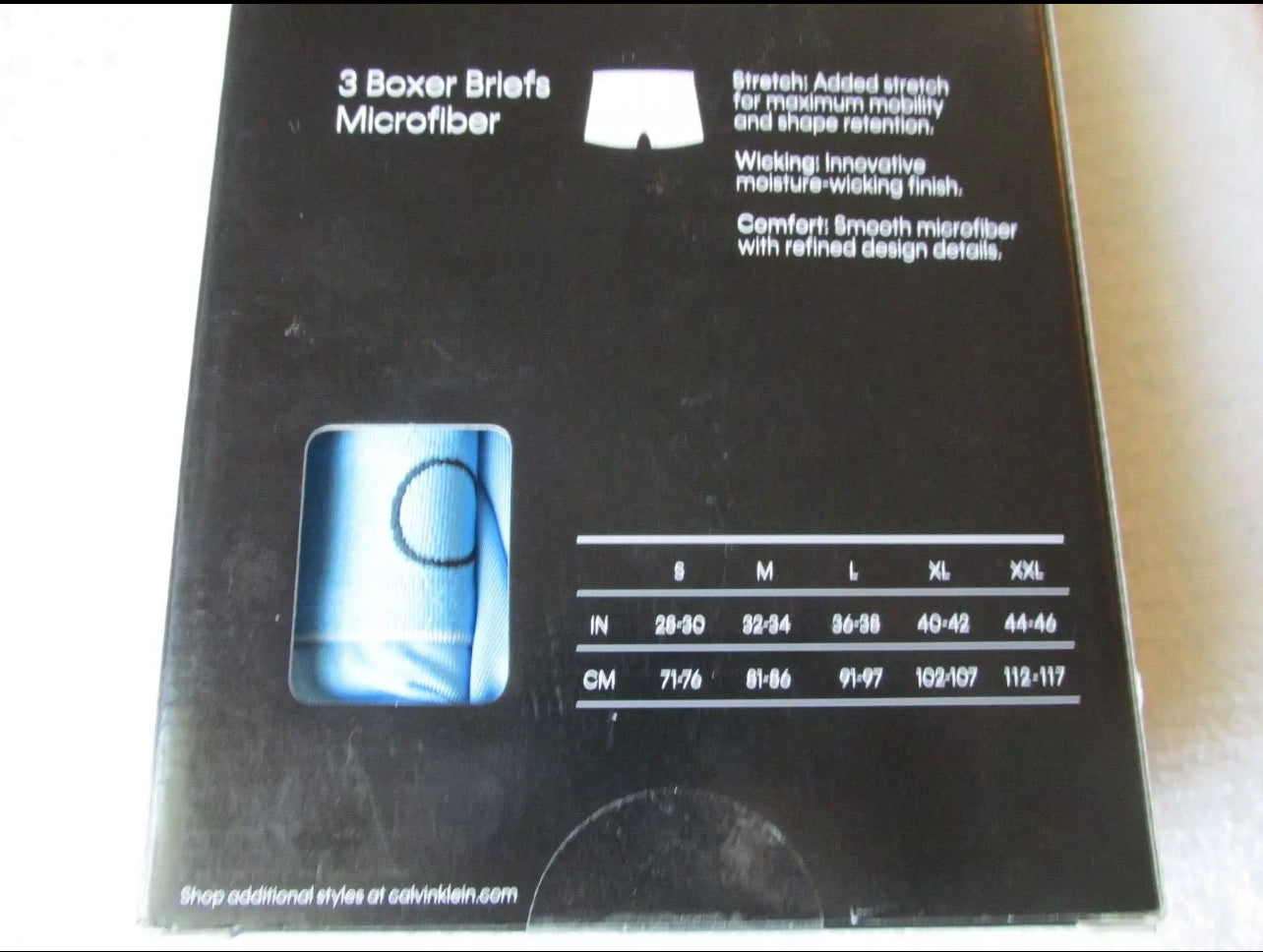 Paquete de 3 Calzoncillos tipo Boxer Calvin Klein de Microfibra Stretch - Tela ligera en Talla XXL