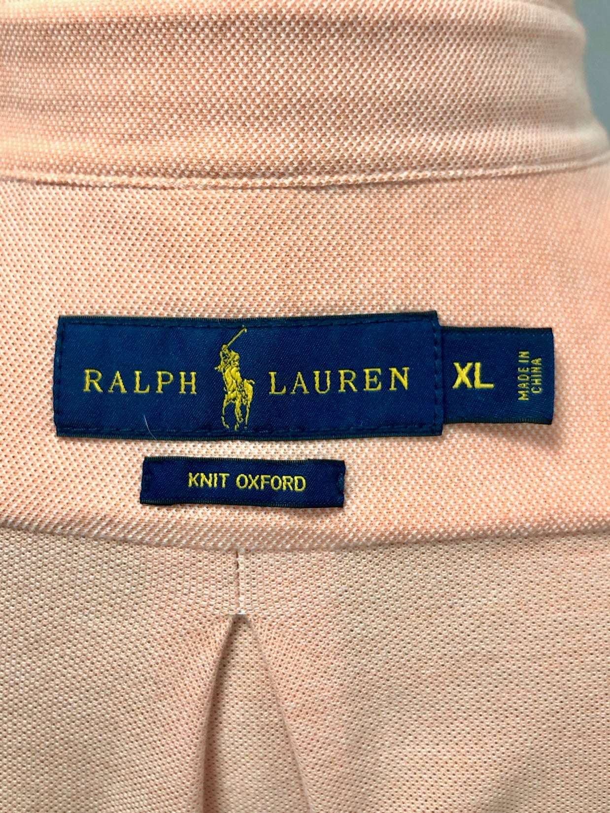 Camisa Polo Ralph Lauren 🏇🏼 Tela camiseta (Knit Oxford) en color salmón Talla XL Entalle Regular