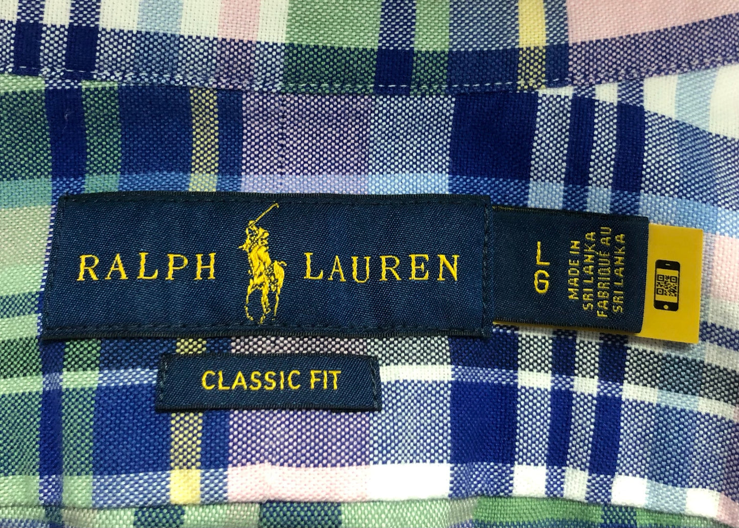 Camisa de botones Polo Ralph Lauren 🏇🏼 Oxford de cuadros tartán en color verde, rosado, azul y blanco Talla L Entalle Clásico