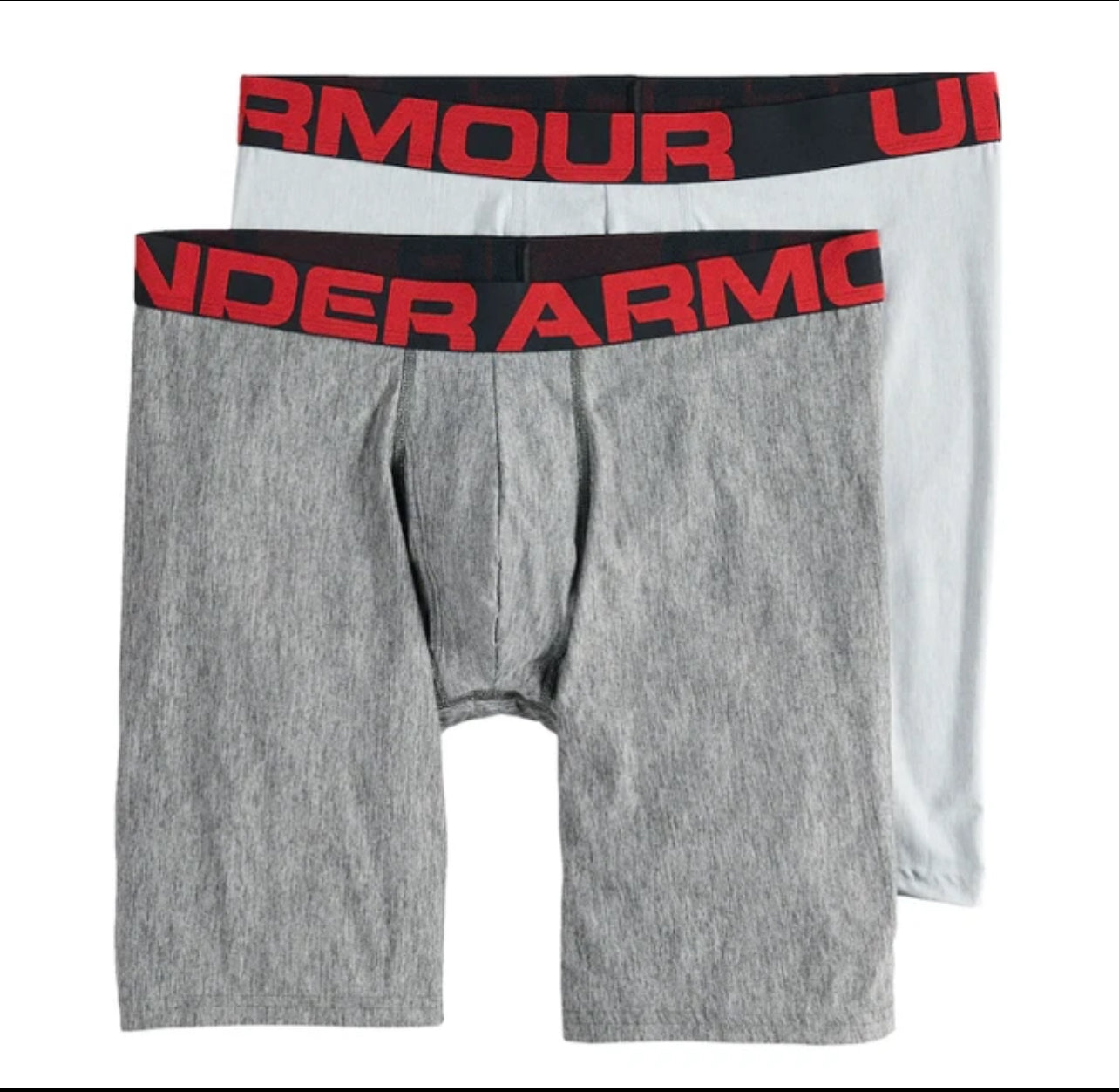 Combo de 2 Boxers Briefs Under Armour 🏋🏽 Tela Performance Tech de 9” de largo color gris Talla XXL