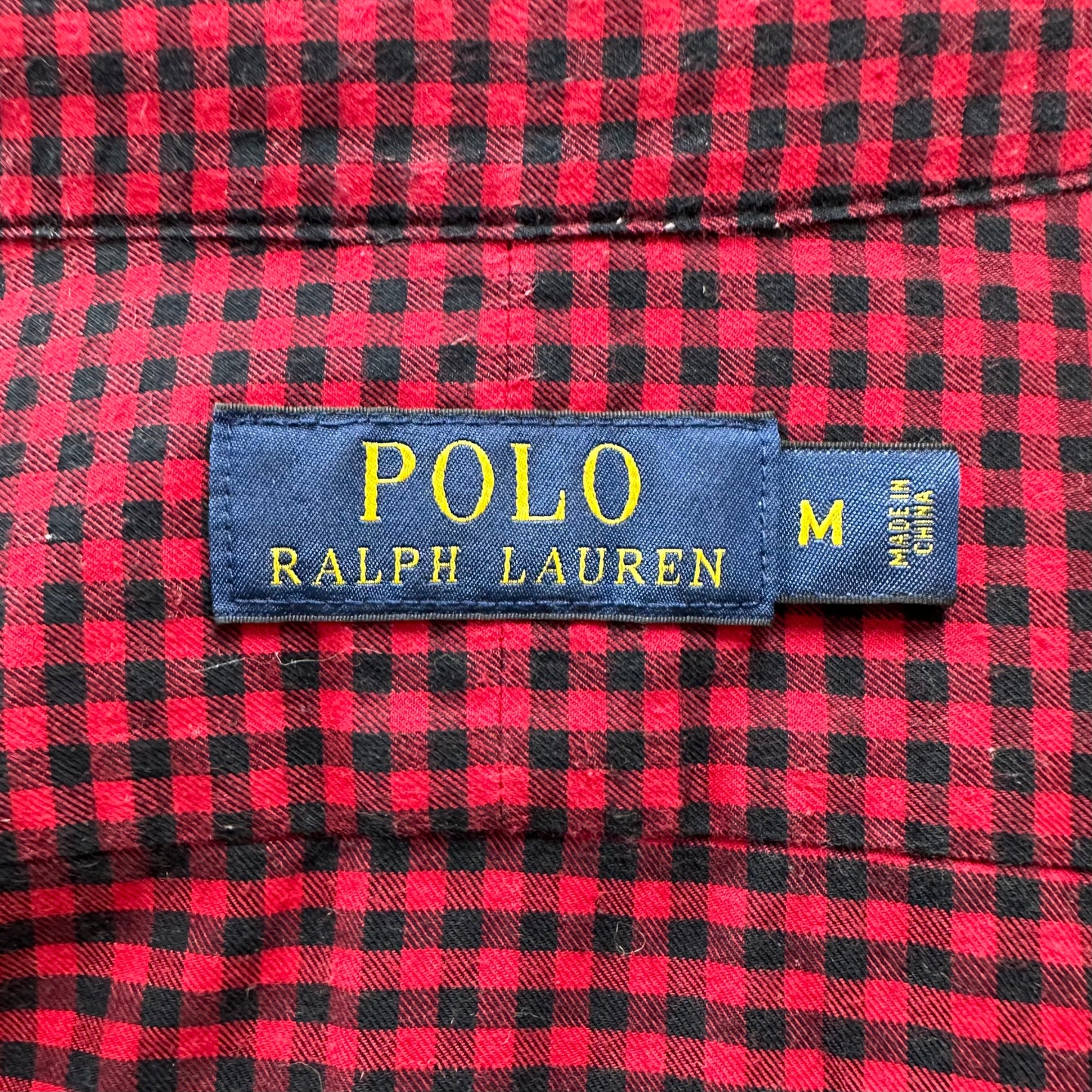 Camisa Polo Ralph Lauren 🏇🏼 con patron de cuadros gingham rojo y negro Talla XL Entalle Clásico