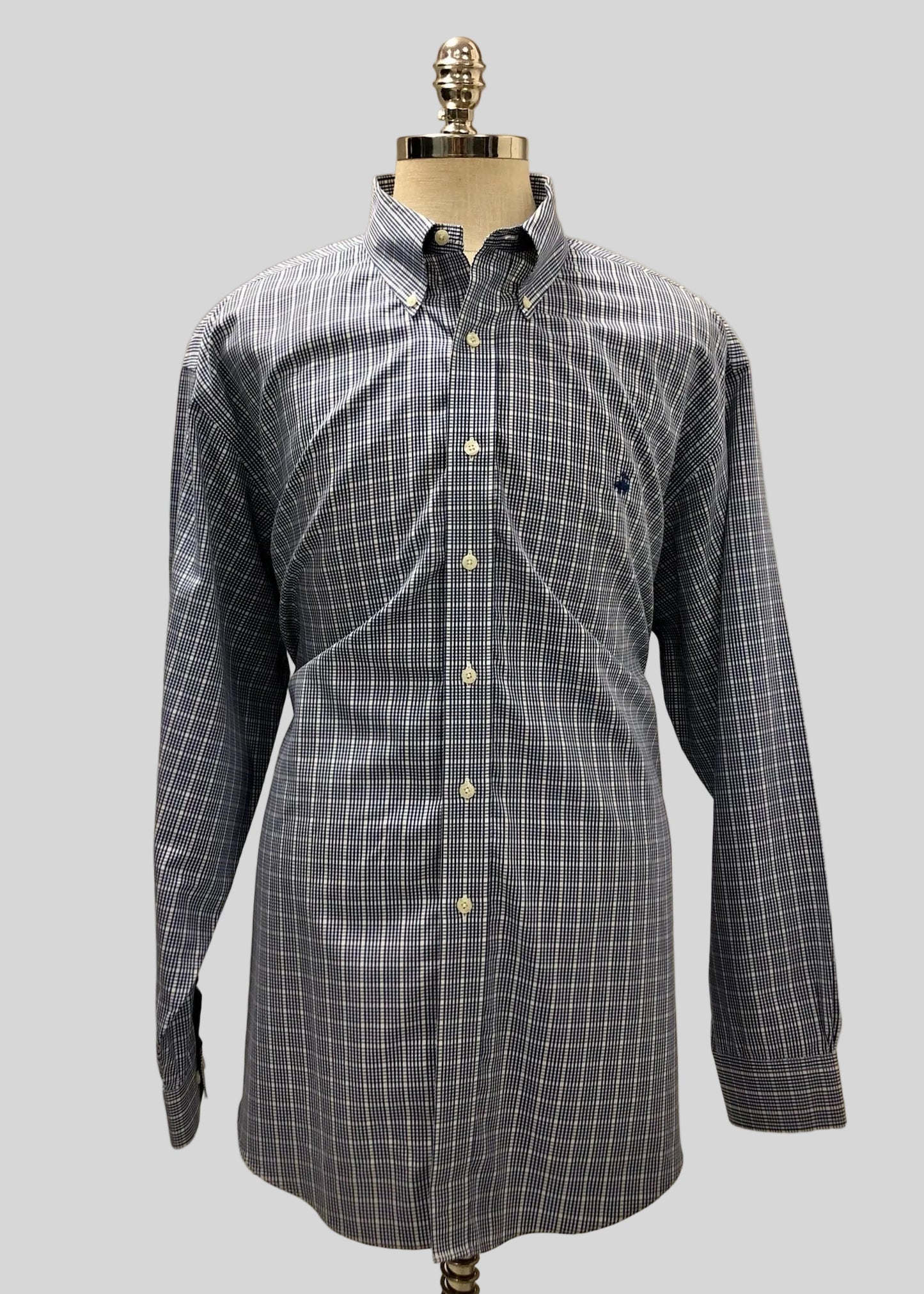 Camisa de botones Brooks Brothers 🐑 de cuadros en azul navy y blanco Talla XXL Entalle Regular