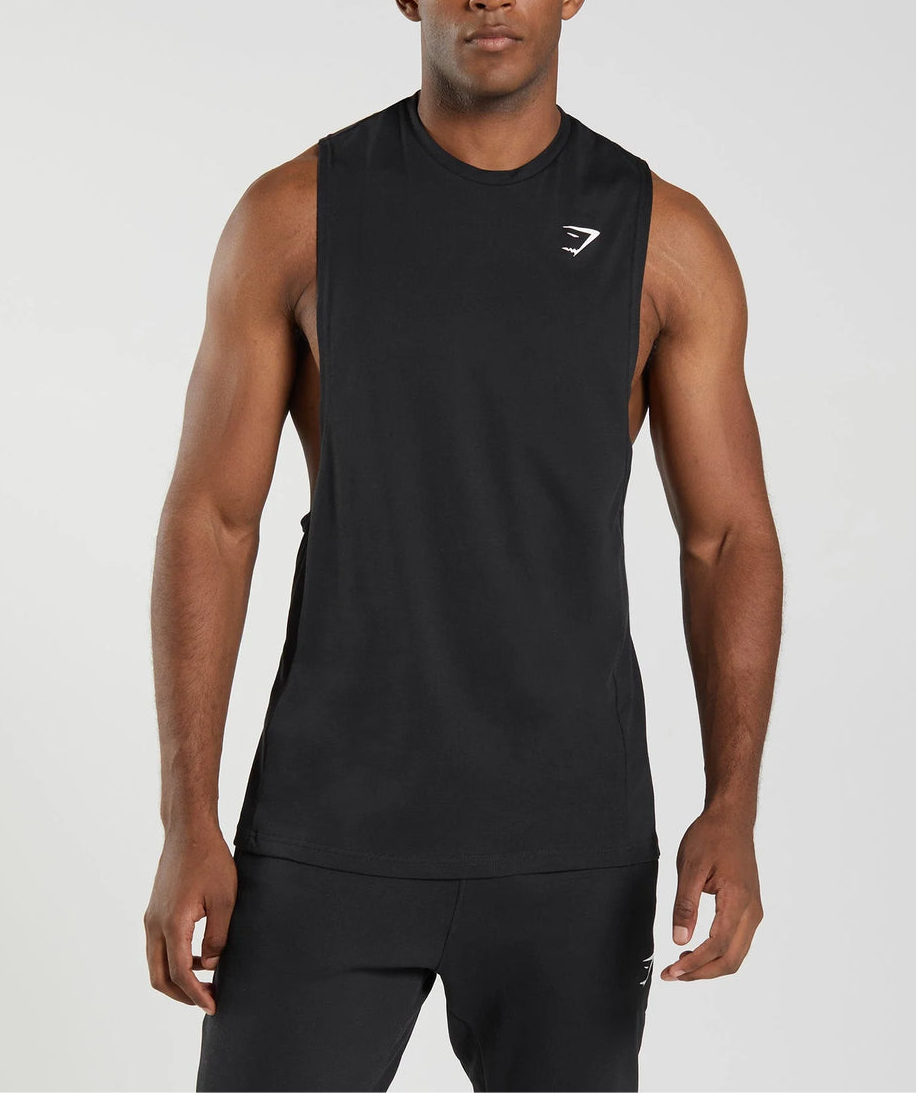 Camiseta de entrenamiento sin mangas Gymshark 🏋🏽 color negro y logo en blanco Talla L