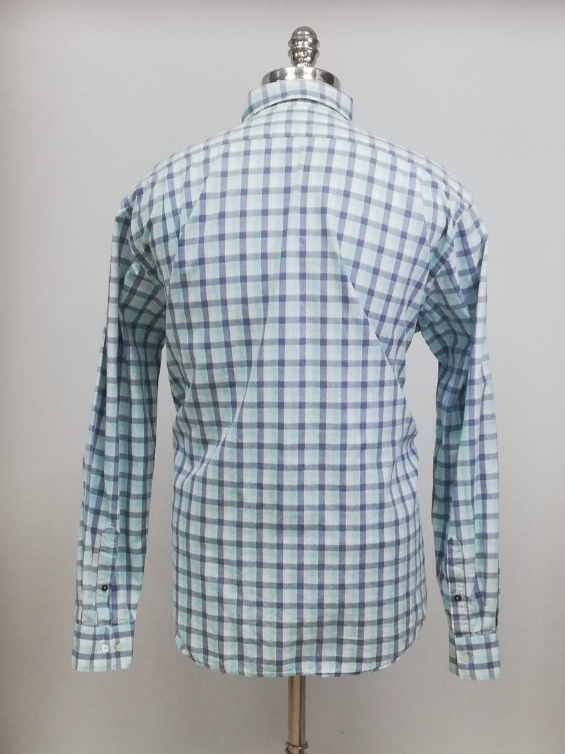 Camisa de botones Lacoste 🐊 con patron de cuadros en azul, turquesa y blanco Talla L Entalle Regular (ver descripción)