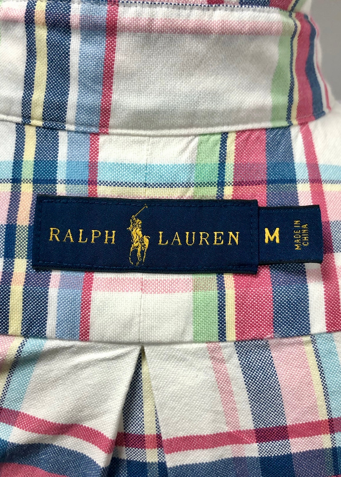 Camisa Polo Ralph Lauren 🏇🏼 Oxford blanco de cuadros en color azul, verde y rosado Talla M Entalle Regular