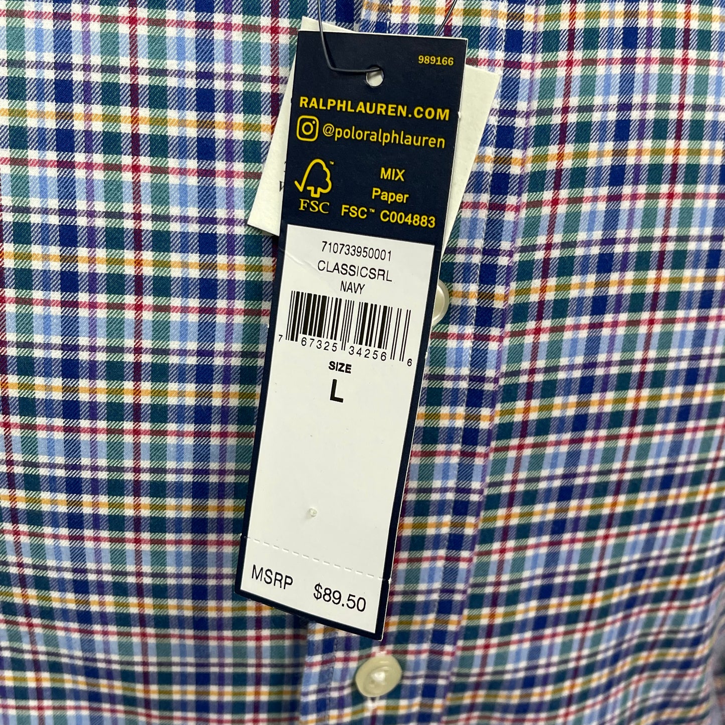 Camisa Polo Ralph Lauren 🏇🏼 con patrón de cuadros multicolor Talla L Entalle Slim Fit