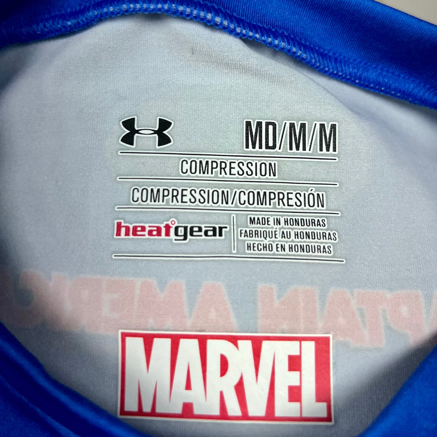 Camiseta de compresión Under Armour 🏋🏽 color azul con diseño de capitán america Talla M