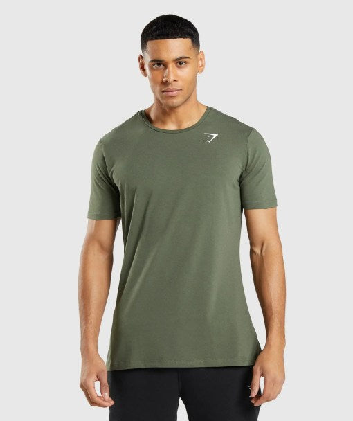 Camiseta de entrenamiento cuello redondo Gymshark 🏋🏽 color verde oliva manga corta Talla M