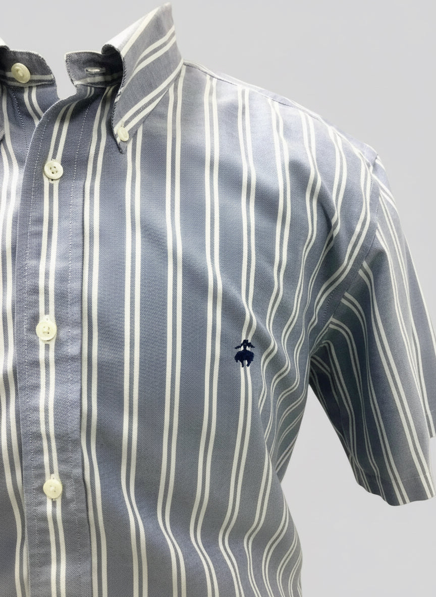 Camisa de botones Brooks Brothers 🐑 De rayas en color celeste y blanco Talla XL Entalle Slim Fit