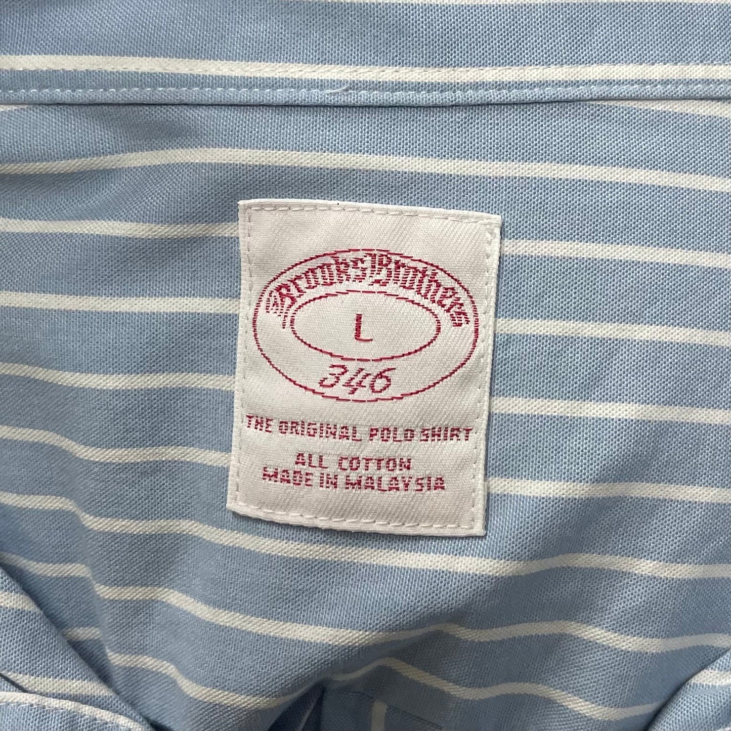 Camisa Brooks Brothers 🐑 con patron de rayas en celeste y blanco Talla L Entalle Regular (ver descripción)