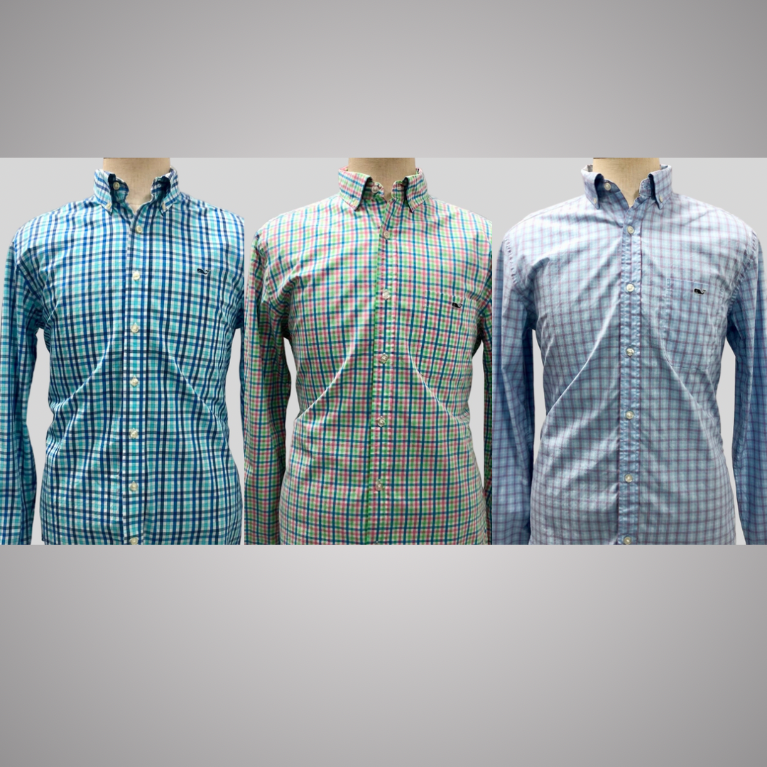 Camisa de botones Vineyard Vines 🐳 de cuadros en color azul, turquesa y blanco Talla M Entalle Slim Fit