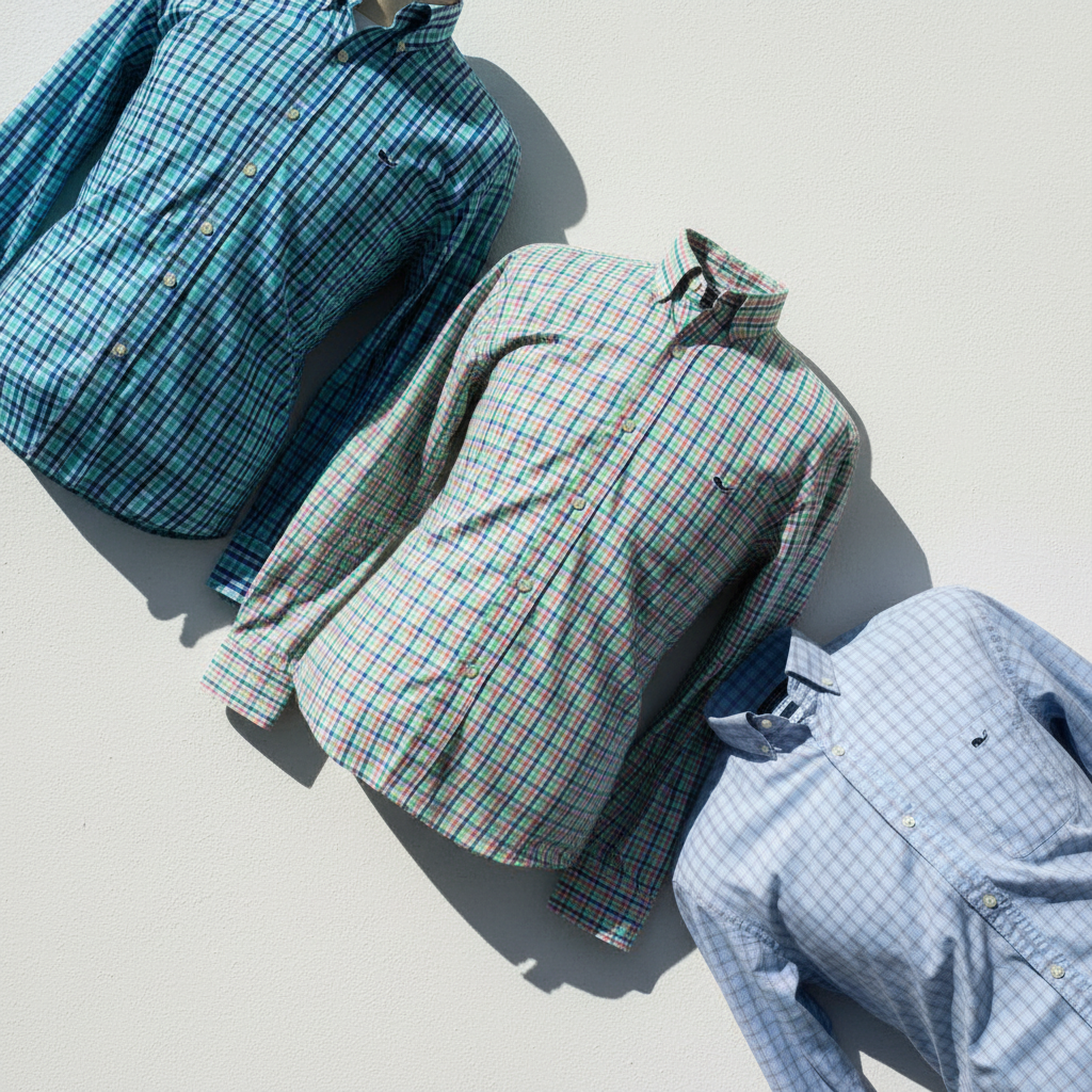 Camisa de botones Vineyard Vines 🐳 de cuadros en color azul, turquesa y blanco Talla M Entalle Slim Fit