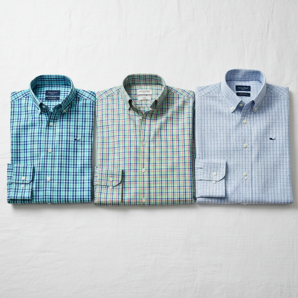 Camisa de botones Vineyard Vines 🐳 de cuadros en color azul, turquesa y blanco Talla M Entalle Slim Fit