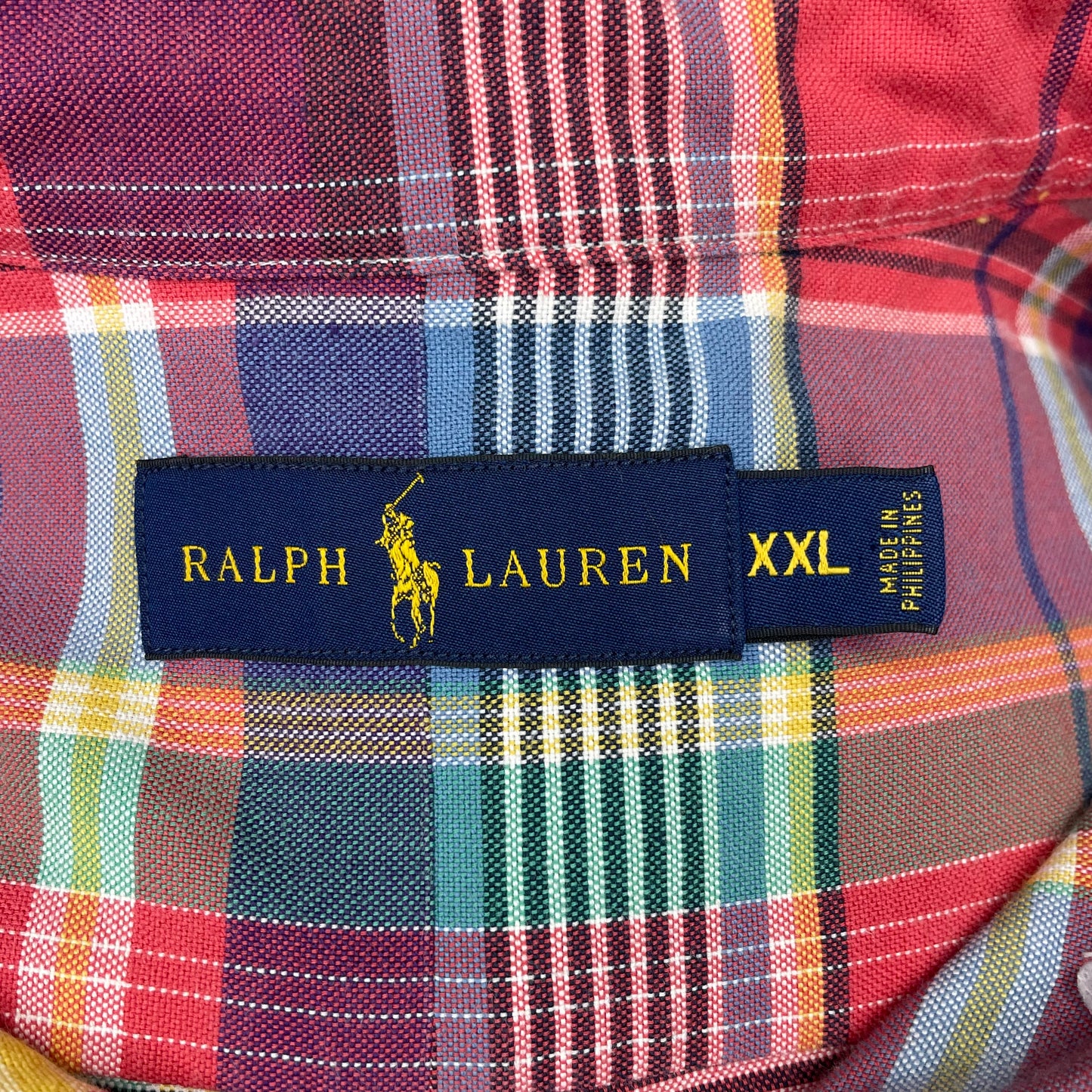 Camisa Polo Ralph Lauren 🏇🏼 Oxfod con patron de cuadros tartán en rojo, azul y amarillo Talla XXL Entalle Regular (ver descripción)